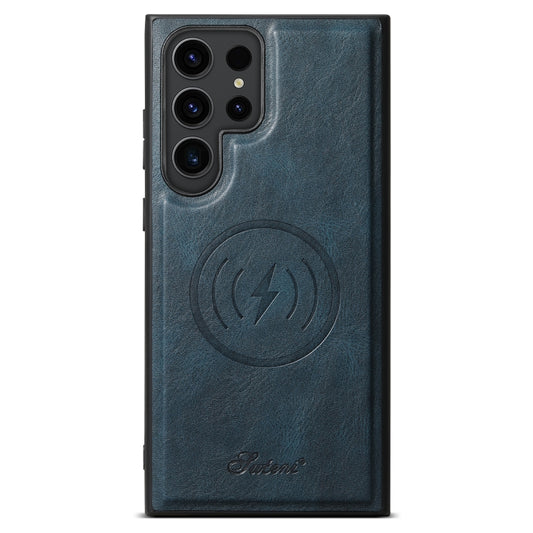 For Samsung Galaxy S24 Ultra 5G Suteni H15 Oil Eax Leather Detachable Wallet Back Phone Case(Blue) by Suteni