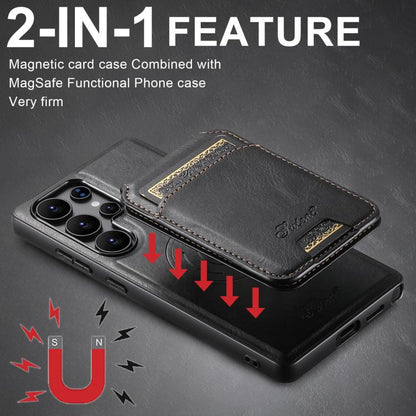 For Samsung Galaxy S25 Ultra 5G Suteni H15  Oil Eax Leather Detachable Wallet Back Phone Case(Black) - Galaxy S25 Ultra 5G Cases by Suteni | Online Shopping UK | buy2fix