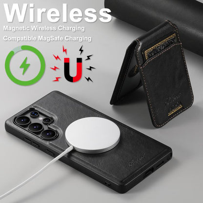 For Samsung Galaxy S25 Ultra 5G Suteni H15  Oil Eax Leather Detachable Wallet Back Phone Case(Black) - Galaxy S25 Ultra 5G Cases by Suteni | Online Shopping UK | buy2fix