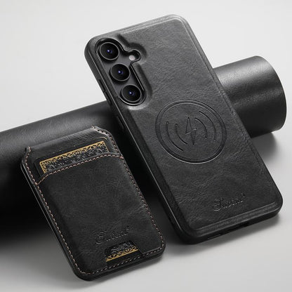 For Samsung Galaxy S25+ 5G Suteni H15  Oil Eax Leather Detachable Wallet Back Phone Case(Black) - Galaxy S25+ 5G Cases by Suteni | Online Shopping UK | buy2fix