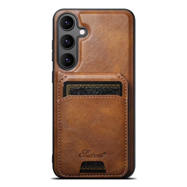 For Samsung Galaxy S25+ 5G Suteni H15  Oil Eax Leather Detachable Wallet Back Phone Case(Brown) - Galaxy S25+ 5G Cases by Suteni | Online Shopping UK | buy2fix