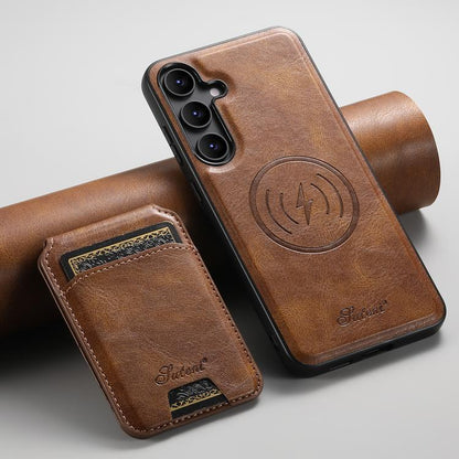 For Samsung Galaxy S25+ 5G Suteni H15  Oil Eax Leather Detachable Wallet Back Phone Case(Brown) - Galaxy S25+ 5G Cases by Suteni | Online Shopping UK | buy2fix