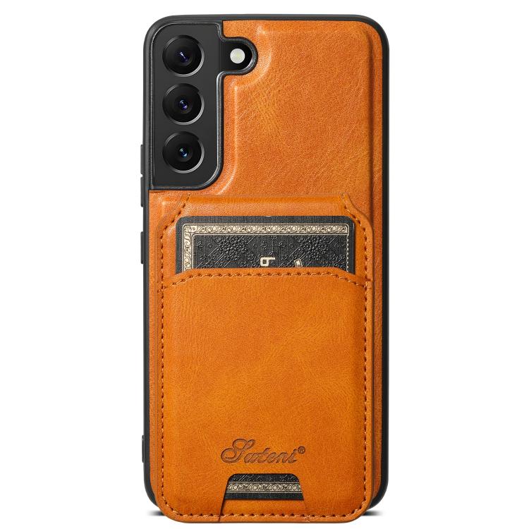 For Samsung Galaxy S25+ 5G Suteni H15  Oil Eax Leather Detachable Wallet Back Phone Case(Khaki) - Galaxy S25+ 5G Cases by Suteni | Online Shopping UK | buy2fix