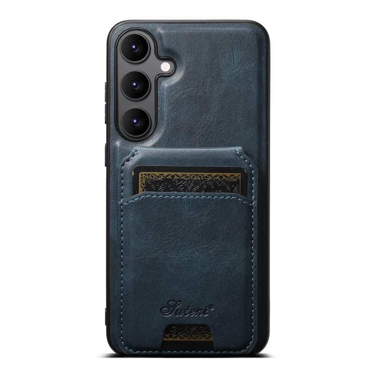 For Samsung Galaxy S25+ 5G Suteni H15  Oil Eax Leather Detachable Wallet Back Phone Case(Blue) - Galaxy S25+ 5G Cases by Suteni | Online Shopping UK | buy2fix