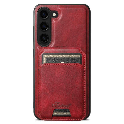For Samsung Galaxy S25 5G Suteni H15  Oil Eax Leather Detachable Wallet Back Phone Case(Red) - Galaxy S25 5G Cases by Suteni | Online Shopping UK | buy2fix