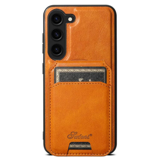For Samsung Galaxy S25 5G Suteni H15  Oil Eax Leather Detachable Wallet Back Phone Case(Khaki) - Galaxy S25 5G Cases by Suteni | Online Shopping UK | buy2fix