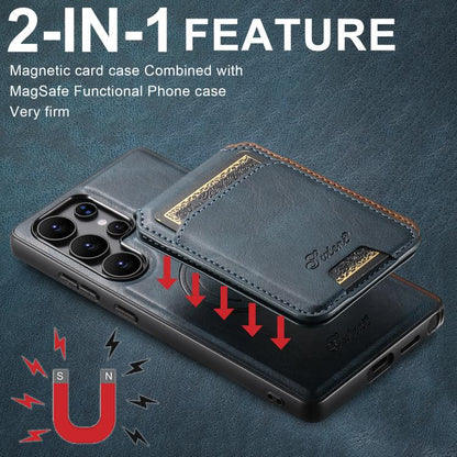 For Samsung Galaxy S25 5G Suteni H15  Oil Eax Leather Detachable Wallet Back Phone Case(Blue) - Galaxy S25 5G Cases by Suteni | Online Shopping UK | buy2fix