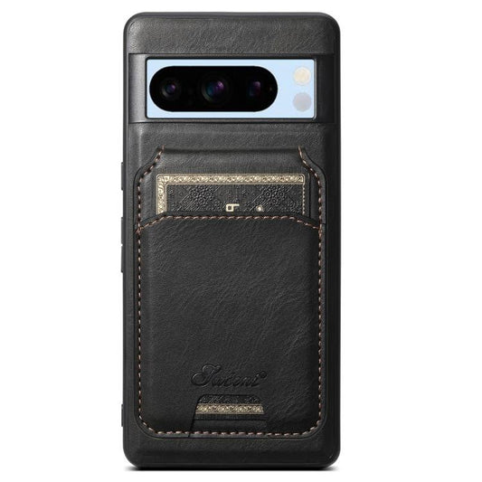 For Google Pixel 8 Pro Suteni H15 Oil Eax Leather Detachable Wallet Back Phone Case(Black) by Suteni