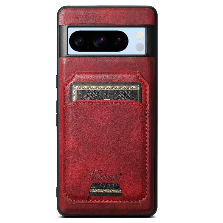 For Google Pixel 8 Pro Suteni H15 Oil Eax Leather Detachable Wallet Back Phone Case(Red) by Suteni