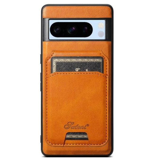 For Google Pixel 8 Pro Suteni H15 Oil Eax Leather Detachable Wallet Back Phone Case(Khaki) by Suteni