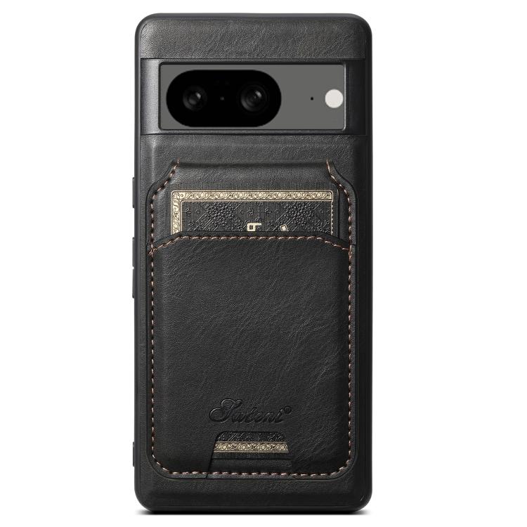 For Google Pixel 8 Suteni H15 Oil Eax Leather Detachable Wallet Back Phone Case(Black) by Suteni