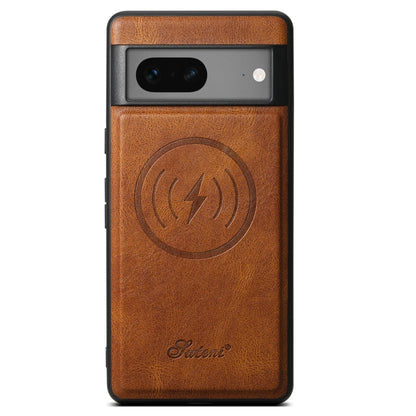 For Google Pixel 8 Suteni H15 Oil Eax Leather Detachable Wallet Back Phone Case(Brown) by Suteni