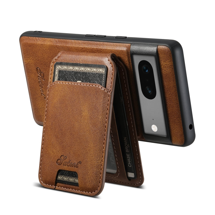 For Google Pixel 8 Suteni H15 Oil Eax Leather Detachable Wallet Back Phone Case(Brown) by Suteni