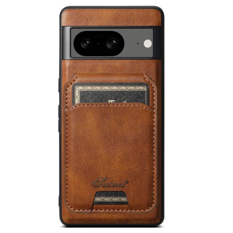 For Google Pixel 8 Suteni H15 Oil Eax Leather Detachable Wallet Back Phone Case(Brown) by Suteni