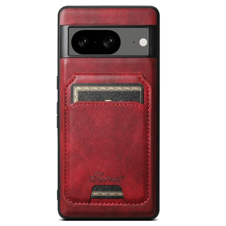 For Google Pixel 8 Suteni H15 Oil Eax Leather Detachable Wallet Back Phone Case(Red) by Suteni
