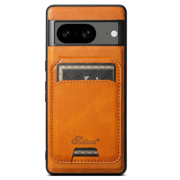 For Google Pixel 8 Suteni H15 Oil Eax Leather Detachable Wallet Back Phone Case(Khaki) by Suteni