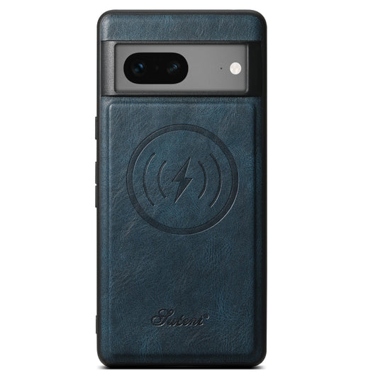 For Google Pixel 8 Suteni H15 Oil Eax Leather Detachable Wallet Back Phone Case(Blue) by Suteni