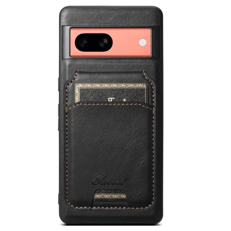 For Google Pixel 7a Suteni H15 Oil Eax Leather Detachable Wallet Back Phone Case(Black) by Suteni
