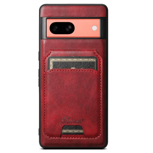 For Google Pixel 7a Suteni H15 Oil Eax Leather Detachable Wallet Back Phone Case(Red) by Suteni