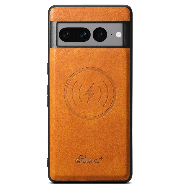 For Google Pixel 7a Suteni H15 Oil Eax Leather Detachable Wallet Back Phone Case(Khaki) by Suteni