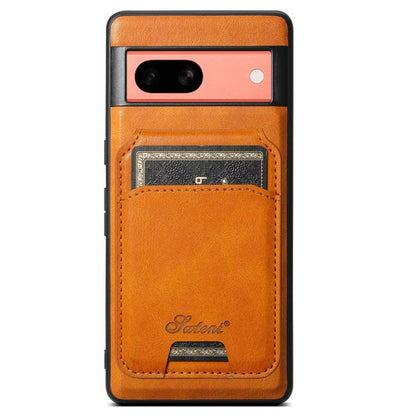 For Google Pixel 7a Suteni H15 Oil Eax Leather Detachable Wallet Back Phone Case(Khaki) by Suteni