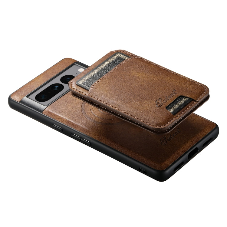 For Google Pixel 7 Pro Suteni H15 Oil Eax Leather Detachable Wallet Back Phone Case(Brown) by Suteni
