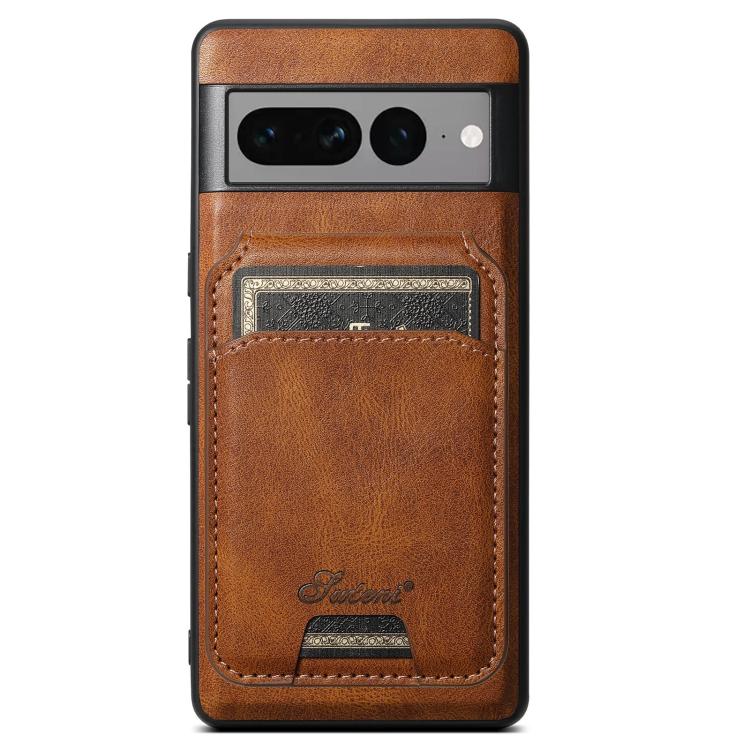 For Google Pixel 7 Pro Suteni H15 Oil Eax Leather Detachable Wallet Back Phone Case(Brown) by Suteni