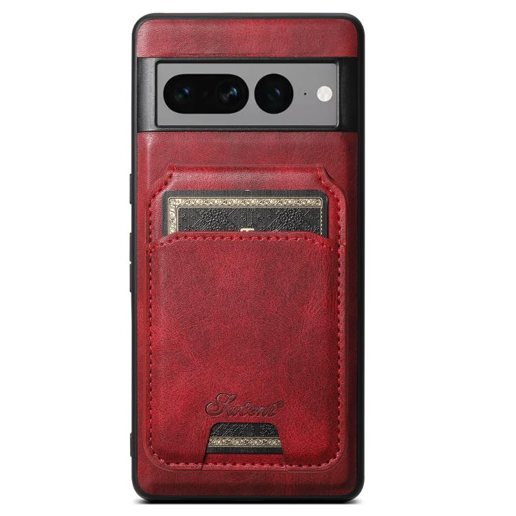 For Google Pixel 7 Pro Suteni H15 Oil Eax Leather Detachable Wallet Back Phone Case(Red) by Suteni
