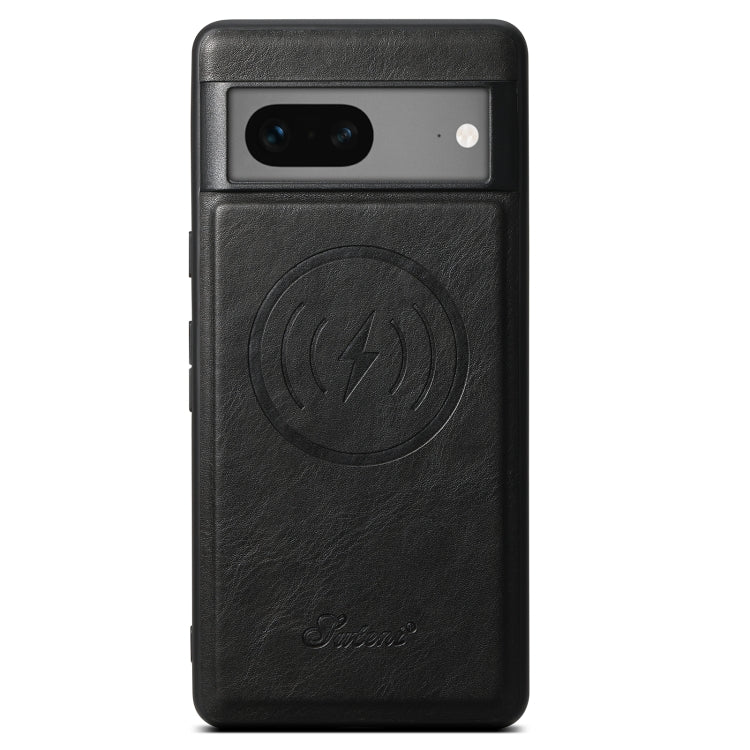 For Google Pixel 7 Suteni H15 Oil Eax Leather Detachable Wallet Back Phone Case(Black) by Suteni