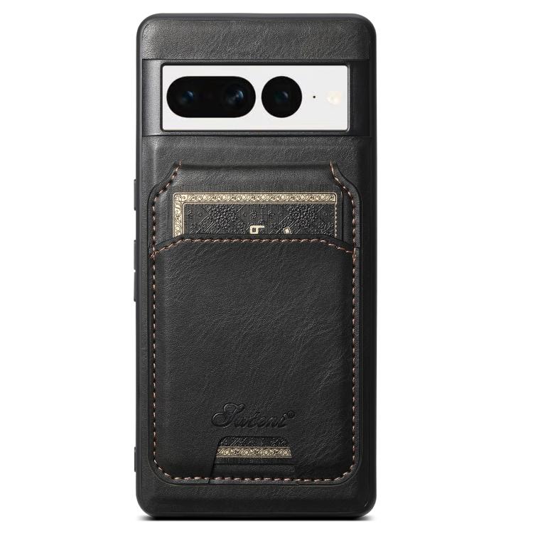 For Google Pixel 7 Suteni H15 Oil Eax Leather Detachable Wallet Back Phone Case(Black) by Suteni