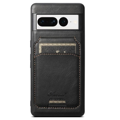 For Google Pixel 7 Suteni H15 Oil Eax Leather Detachable Wallet Back Phone Case(Black) by Suteni