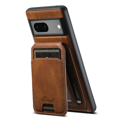 For Google Pixel 7 Suteni H15 Oil Eax Leather Detachable Wallet Back Phone Case(Brown) by Suteni