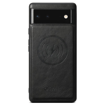 For Google Pixel 6a Suteni H15 Oil Eax Leather Detachable Wallet Back Phone Case(Black) by Suteni
