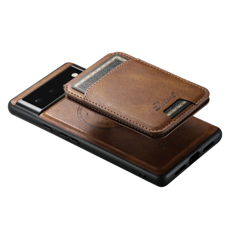 For Google Pixel 6a Suteni H15 Oil Eax Leather Detachable Wallet Back Phone Case(Black) by Suteni