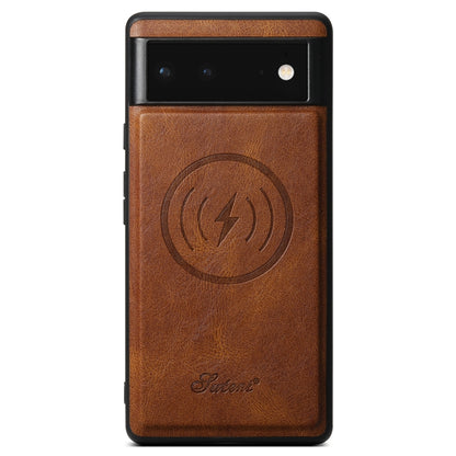 For Google Pixel 6a Suteni H15 Oil Eax Leather Detachable Wallet Back Phone Case(Brown) by Suteni
