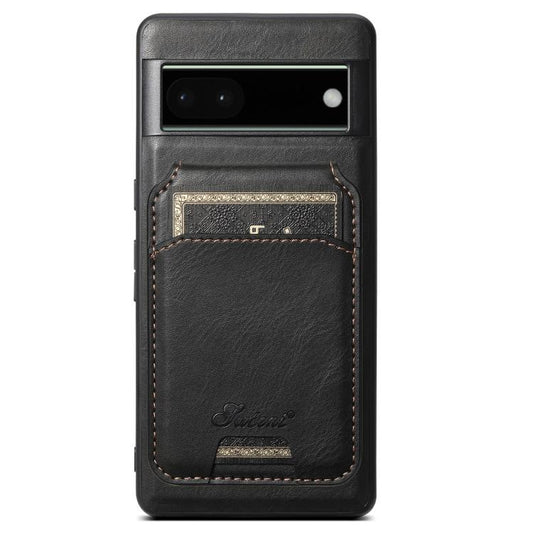 For Google Pixel 6 Pro Suteni H15 Oil Eax Leather Detachable Wallet Back Phone Case(Black) by Suteni