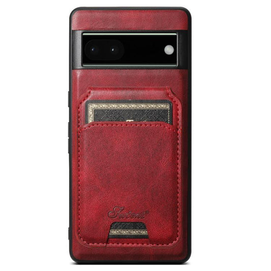 For Google Pixel 6 Pro Suteni H15 Oil Eax Leather Detachable Wallet Back Phone Case(Red) by Suteni