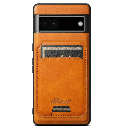 For Google Pixel 6 Pro Suteni H15 Oil Eax Leather Detachable Wallet Back Phone Case(Khaki) by Suteni