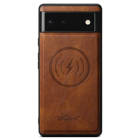 For Google Pixel 6 Suteni H15 Oil Eax Leather Detachable Wallet Back Phone Case(Brown) by Suteni