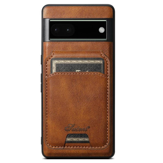 For Google Pixel 6 Suteni H15 Oil Eax Leather Detachable Wallet Back Phone Case(Brown) by Suteni