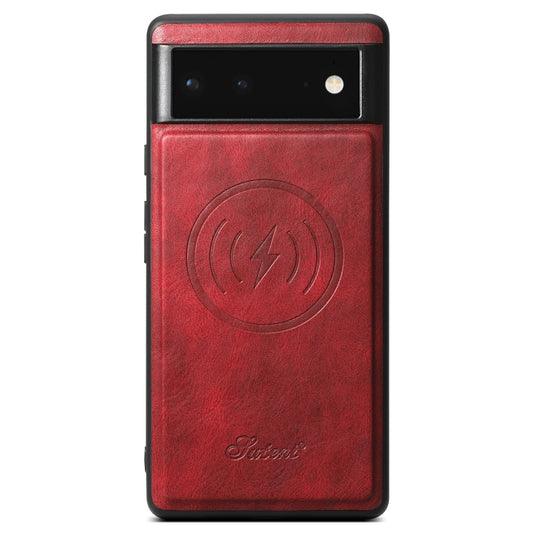 For Google Pixel 6 Suteni H15 Oil Eax Leather Detachable Wallet Back Phone Case(Red) by Suteni