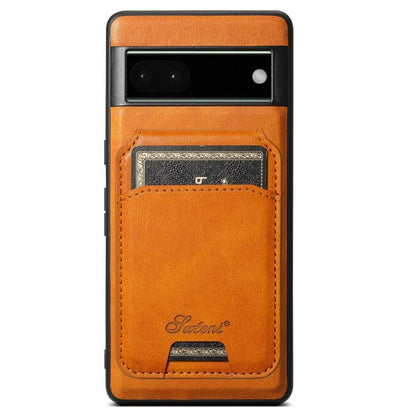 For Google Pixel 6 Suteni H15 Oil Eax Leather Detachable Wallet Back Phone Case(Khaki) by Suteni