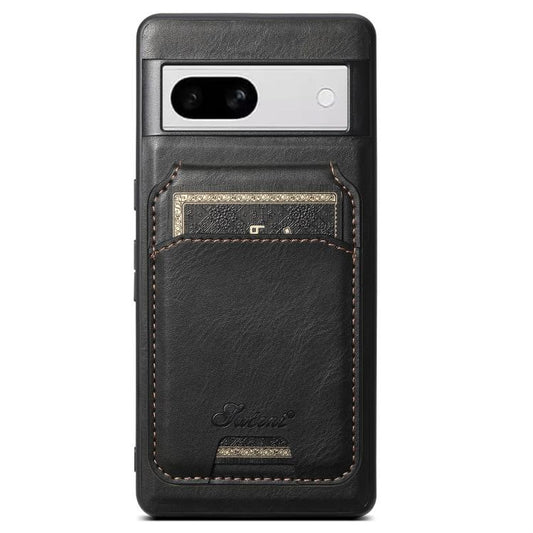 For Google Pixel 8a Suteni H15 Oil Eax Leather Detachable Wallet Back Phone Case(Black) by Suteni
