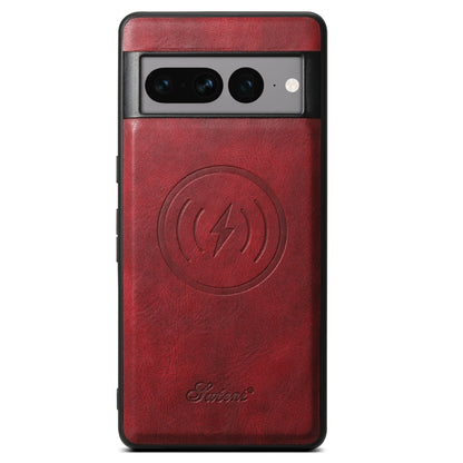 For Google Pixel 8a Suteni H15 Oil Eax Leather Detachable Wallet Back Phone Case(Red) by Suteni