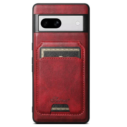 For Google Pixel 8a Suteni H15 Oil Eax Leather Detachable Wallet Back Phone Case(Red) by Suteni