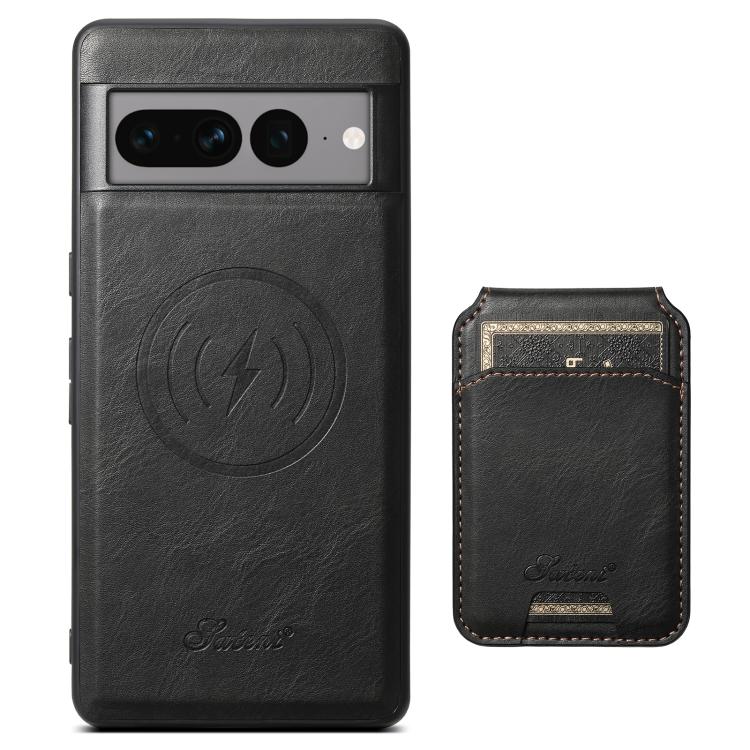 For Google Pixel 10 Pro XL Suteni H15 Oil Eax Leather Detachable Wallet Back Phone Case(Black) - Google Cases by Suteni | Online Shopping UK | buy2fix