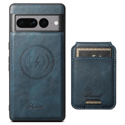 For Google Pixel 10 Pro Suteni H15 Oil Eax Leather Detachable Wallet Back Phone Case(Blue) - Google Cases by Suteni | Online Shopping UK | buy2fix