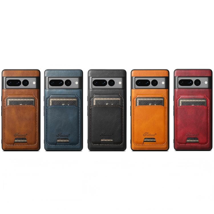 For Google Pixel 6a Suteni H15 Oil Eax Leather Detachable Wallet Back Phone Case(Red) by Suteni