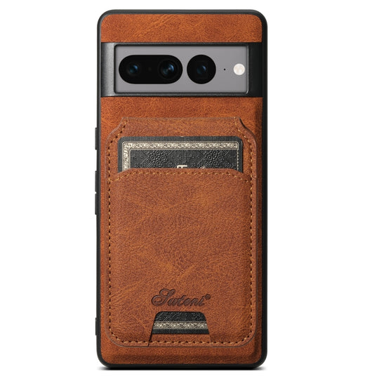 For Google Pixel 7 Pro Suteni H16 Litchi Texture Leather Detachable Wallet Back Phone Case(Khaki)