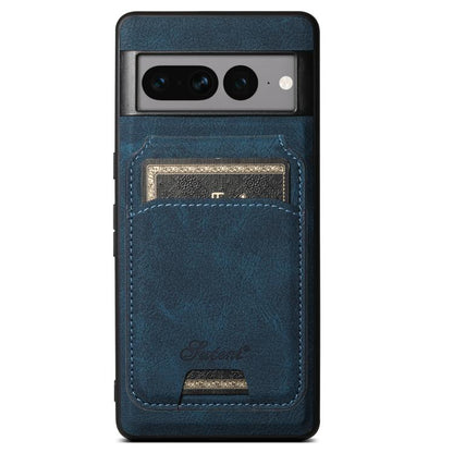 For Google Pixel 10 Suteni H16 Litchi Texture Leather Detachable Wallet Back Phone Case(Blue) - Google Cases by Suteni | Online Shopping UK | buy2fix